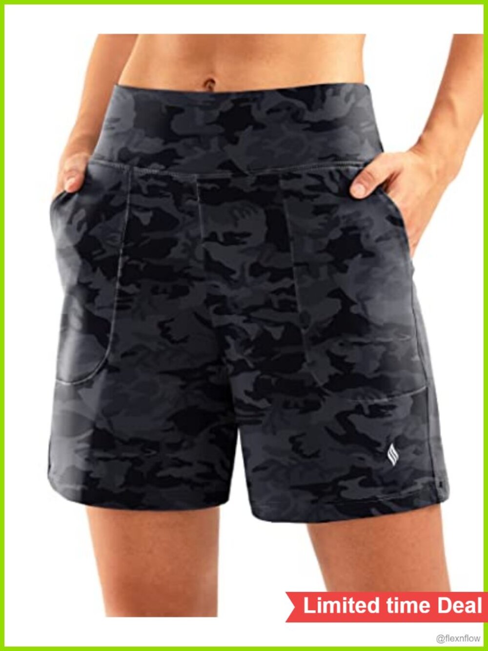 Women's Bermuda Athletic Shorts 6 Inch High Waisted 4 Pockets Workout